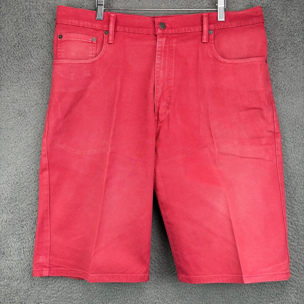 Levis 569 Loose Fit Denim Shorts Mens 36 Red Cotton Blend Baggy Streetwear